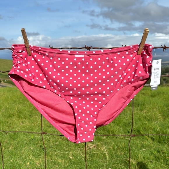 NWT Time And Tru Womens  polka dot  bikini bottoms plus XL 16 - 18 - Picture 1 of 5